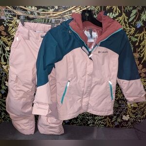 Columbia Pink & Teal Ski Jacket and Pants Set
